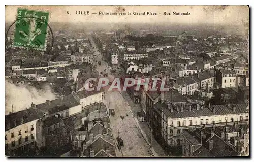 Ansichtskarte AK Lille Panorama vers la Grand Place Rue National