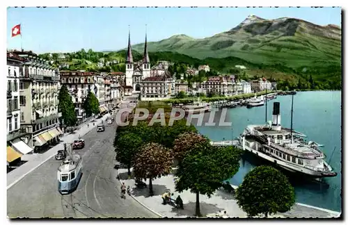 Cartes postales Luzern Schweizerhofquai mit Rigi Bateau