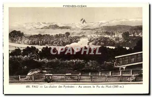 Ansichtskarte AK Pau Le chaine des Pyrenees Au centre le Pic du Midi