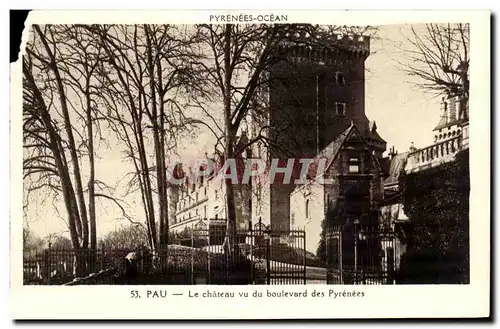 Cartes postales Pau Le Chateau vu du boulevard des Pyrenees