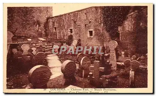 Ansichtskarte AK Lourdes Chateau Fort Musee Pyreneen Reconstitution d&#39un Cimetiere basque