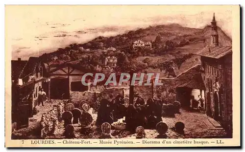 Ansichtskarte AK Lourdes Chateau Fort Musee Pyreneen Diorama d&#39un cimetiere basque