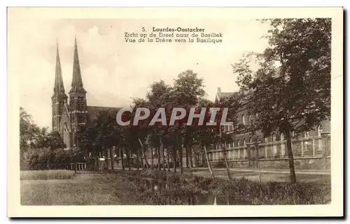 Ansichtskarte AK Lourdes Oostacker Zicht op de Dreef naar de Basiliek Vue de la Dreve vers la Basilique