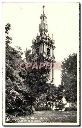 Cartes postales Square du Chateau et Beffroi Carillon de 48 cloches Mons