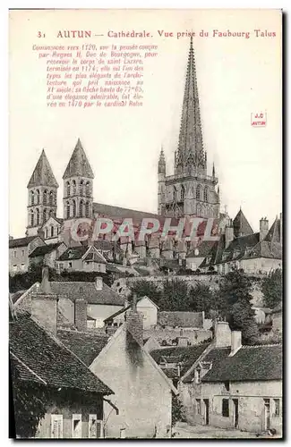 Cartes postales Autun Cathedrale Vue prise du Faubourg Talus