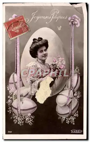 Cartes postales Fantaisie Femme Paques Oeufs Easter