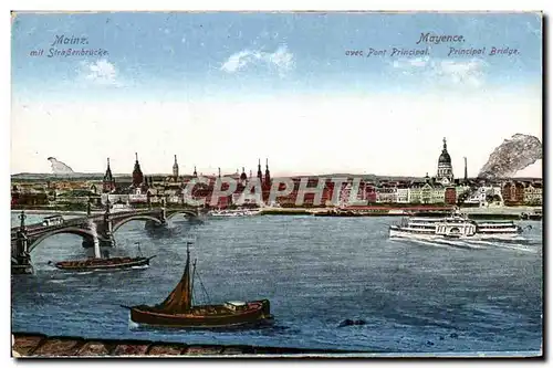 Cartes postales Mainz Mit Strassenbrucke Mayence avee Pont Principal