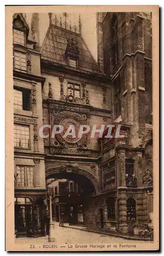 Cartes postales Rouen La Grotte Horloge et la Fontaine