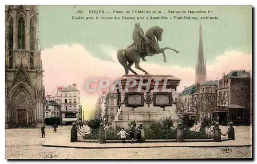 Ansichtskarte AK Rouen Place de L&#39Hotel de ville Statue de Napoleon 1er