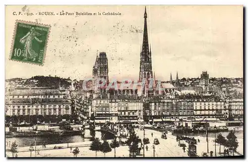 Cartes postales Rouen Le Pont Boiedieu et la Cathedrale