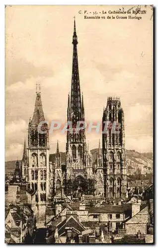 Cartes postales La Cathedrale de Rouen Ensemble vu de la Grosse Horloge