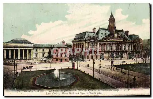 Cartes postales Tours Le Palais de Justice L&#39Hotel de Ville et la Place