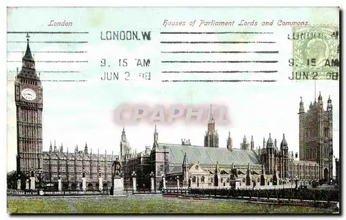 Cartes postales London Houses of Parliament Lords and Commons