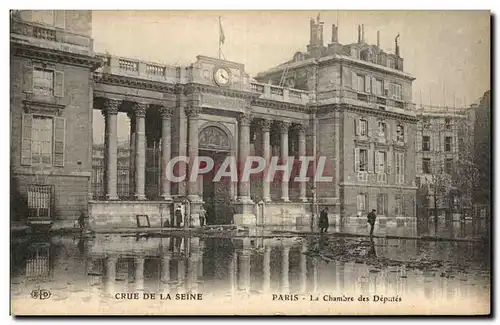 Cartes postales Crue De la Seine Paris La chambre des Deputes Inondations 1910