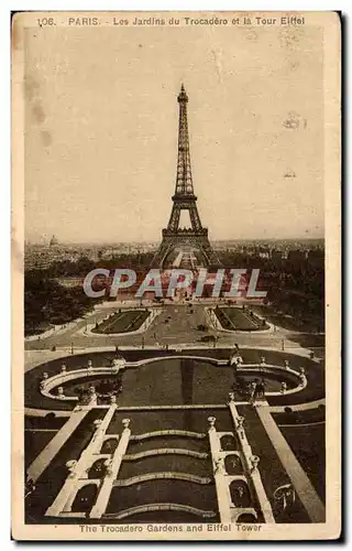 Cartes postales Paris Les Jardins du Trocadero et La Tour Eiffel