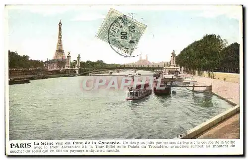 Cartes postales Paris La Seine vue du Pont de la Concorde Un des plus jolis panoramas de Paris Peniches