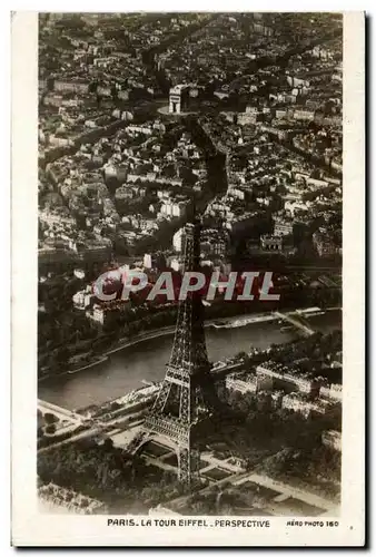 Cartes postales Paris La Tour Eiffel Perspective Arc de Triomphe