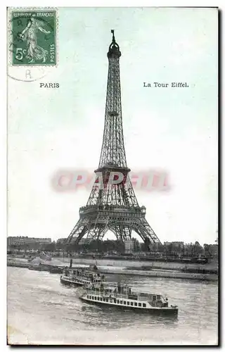 Cartes postales Paris La Tour Eiffel Peniches Bateaux