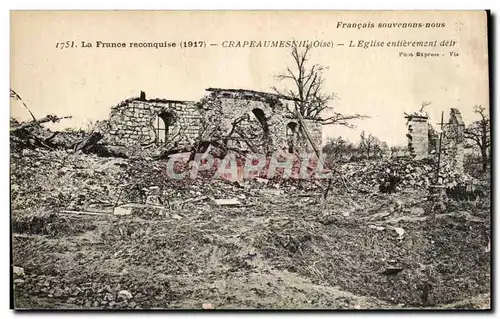 Cartes postales Crapeaumesnil L Eglise Entierement detruite Militaria