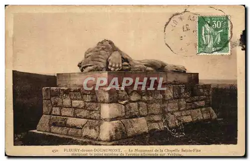 Cartes postales Fleury devant Douamont Le Mounument de la Chapelle Sainte Fine Marquant le point extreme de l