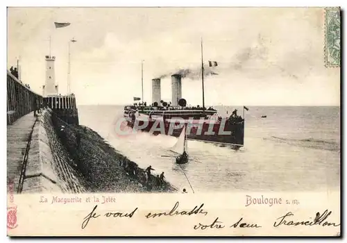 Cartes postales La Marguerite et la Jetee Boulogne sur Mer Bateau