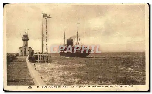 Ansichtskarte AK Boulogne Sur Mer Le Paquebot de Folkestone sortant du Port