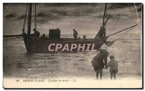 Cartes postales Berck Plage Coucher de Soleil Bateau Enfant