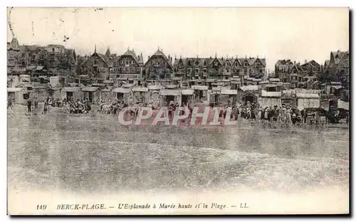 Cartes postales Berck Plage L&#39Esplanade a Maree Haute et la Plage