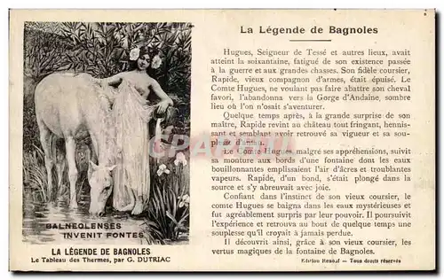Cartes postales La Legende De Bagnoles Le Tableau des Thermes Femme Cheval