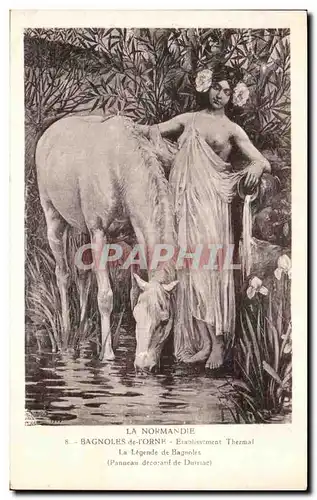 Cartes postales Bagnoles de L&#39Orne Etablisement Thermal La Legende de Bagnoles Dutriac Cheval Femme Nue