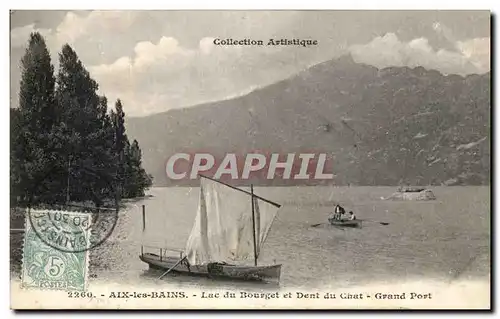 Cartes postales Aix Les Bains Lac du Bourget et Dent du Chat Grand Port Bateau