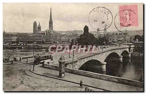 Cartes postales Rouen Le pont Tramway