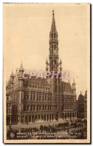 Cartes postales Bruxelles La grand Place L'Hotel De Ville Brussel De Groote Markt Het Stadhuis