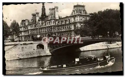 Cartes postales Paris Et ses Merveilles L&#39hotel de Ville et le pont d&#39Arcole Bateau