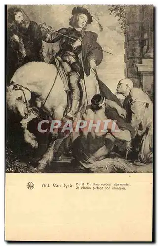 Cartes postales Exposition Anvers 1930 Ant Van Dyck De H Martines Verdeeit Zijn Manlet St Martin Partage son Man