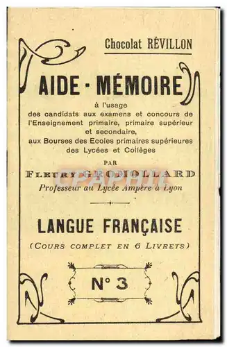 Image Aide Memoire Langue Francaise Chocolat Revillon Fleury Gromollard Lycee Ampere Lyo