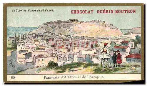 Chromo Le tour Du Monde En Etapes Chocolat Guerin Boutron Grece Athenes