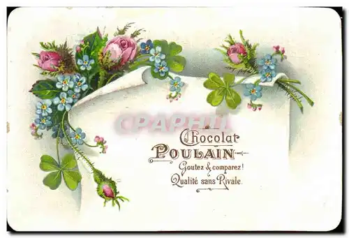 Chromo Chocolat Poulain Fleurs Trefles