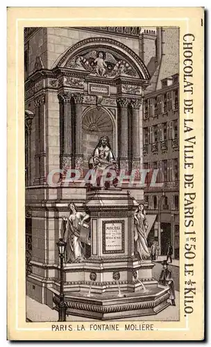 Chromo Chocolat De La Ville De Paris La Fontaine Moliere
