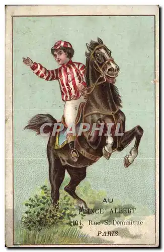 Chromo Au Prince Albert Rue St dominique Paris Jockey Cheval