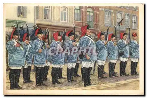 Image Collection de Folklore Belge Cote d&#39or Thuin Le groupe des combattants de 1830 dans la marc