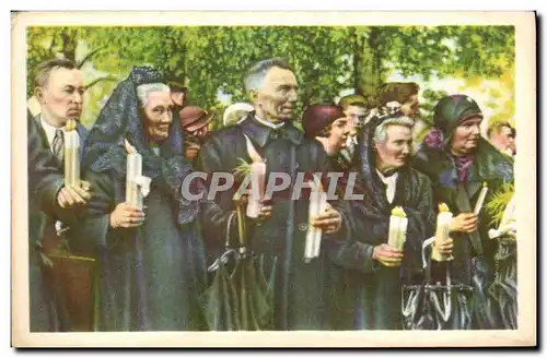 Image Collection de Folklore Belge Cote d&#39or Montaigu Pelerins suivant la procession avec leurs c