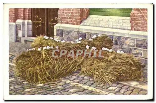 Image Collection de Folklore Belge Cote d&#39or Flandre la croix de paille devant la maison mortuair