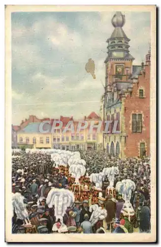 Image Collection de Folklore Belge Cote d&#39or Binche La grand rondeau des Gilles sur la place