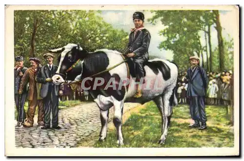 Image Folklore belge Cote d&#39or Brasschaert Le vainqueur de la curieuse course aux boeufs