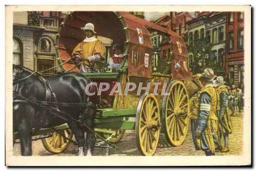 Image Folklore belge Cote d&#39or Bruxelles l&#39Ommegang reconstitue en 1935 Le chariot de voyage d