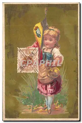 Chromo Mercerie Bonnetrie Rubans Soieries Maison Come Ferdinand Charrier Laval Enfant Timbre Belgiqu