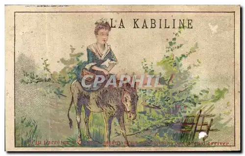 Chromo La Kabiline Femme sur un ane