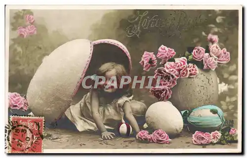 Cartes postales Fantaisie Enfant Oeufs Paques Avril