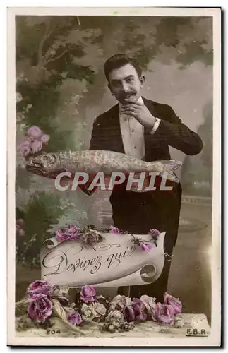 Cartes postales Fantaisie Homme Poisson Avril Paques